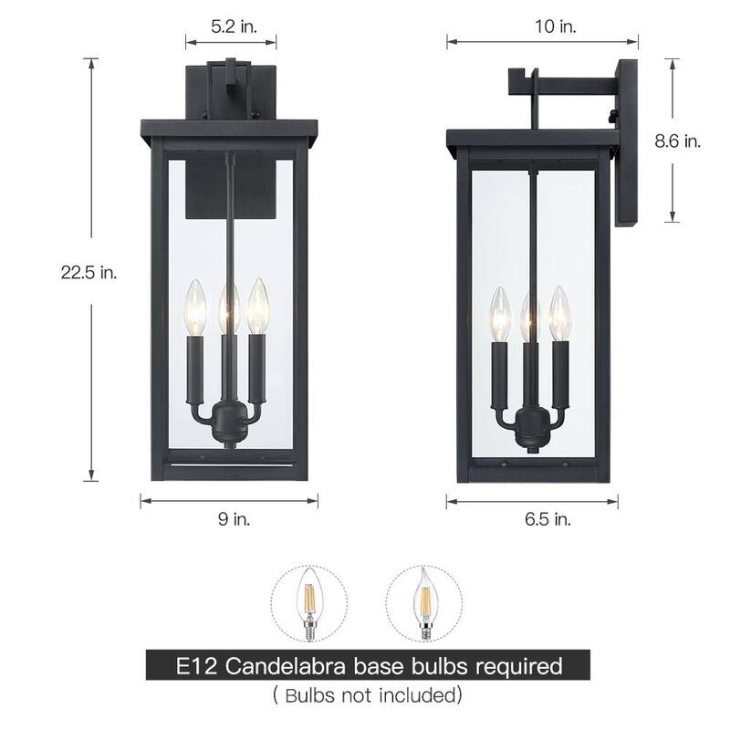 Lámpara de pared exteriores grande negra de 3 luces TRUE FINE Trevot de 22.5 pulgadas - TD40019OT.
