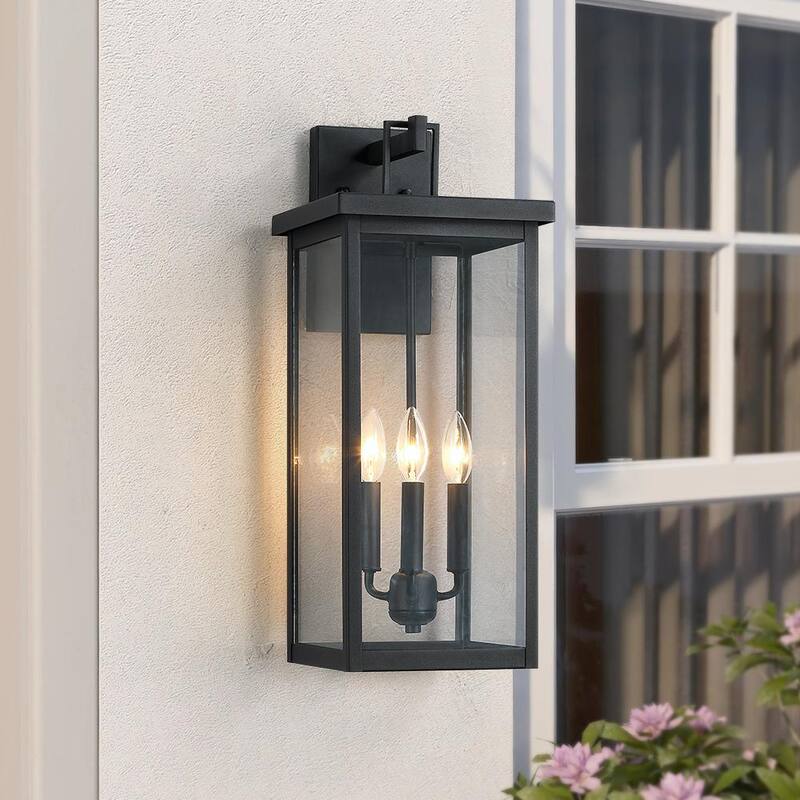 Lámpara de pared exteriores grande negra de 3 luces TRUE FINE Trevot de 22.5 pulgadas - TD40019OT.
