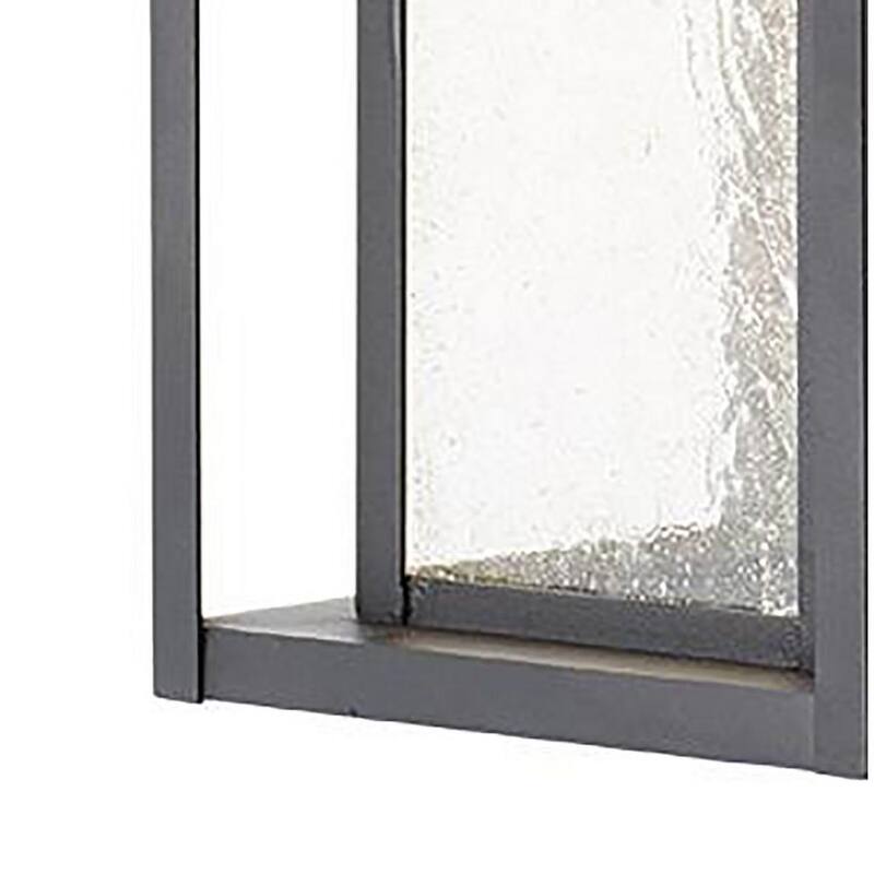 Colección de decoradores para el hogar Mauvo Canyon 15.5 pulgadas Luz de pared exterior LED en negro de Dusk to Dawn con cristal granulado - KB 06005-DEL