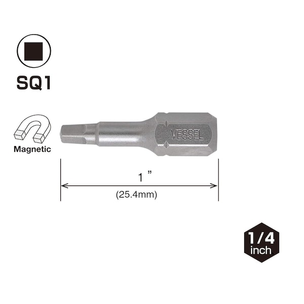 Vessel NECK TORSION Insert Bit SQ1x25.4, PK3 - NTSQ1254P3