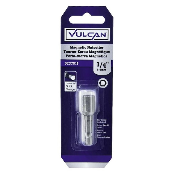Vulcan Magnetic Nutsetter, 14 in Drive, Hex Drive, 134 in L, 14 Quick Change in Shank - 312241OR