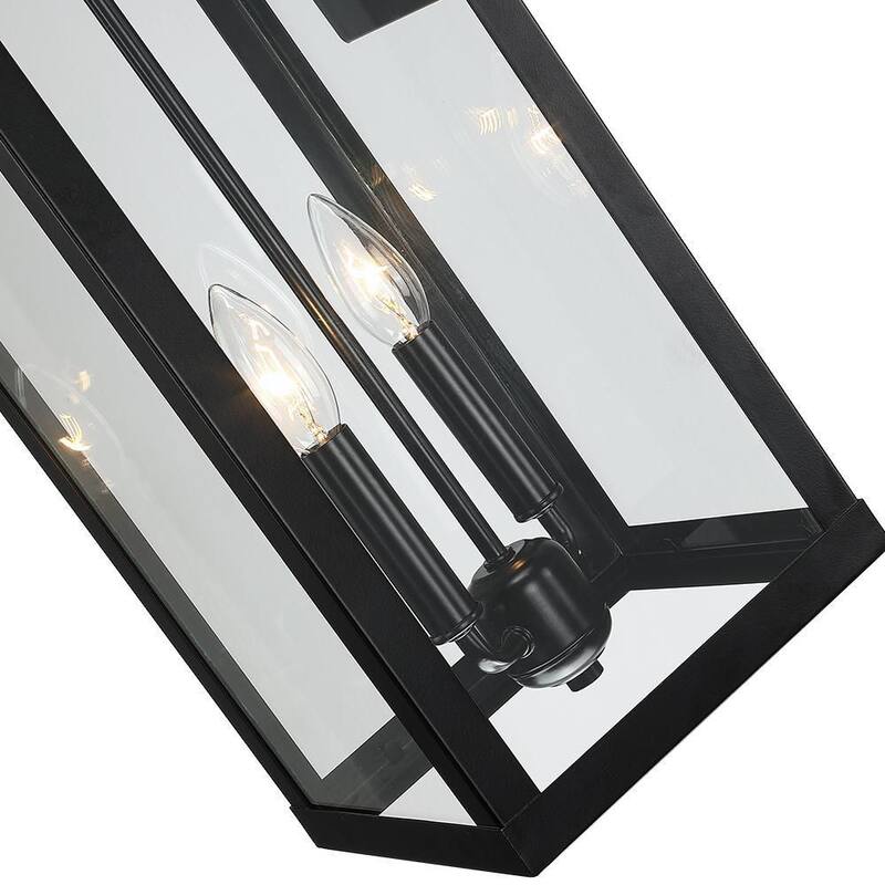 Verdadero Bien Jefferson 2-Luz 25.7 pulgadas Negro Gran Farol de Pared Exterior Linterna Lámpara - TD40021OT