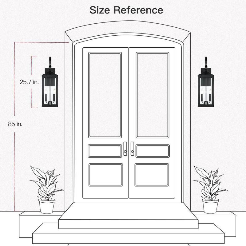 Verdadero Bien Jefferson 2-Luz 25.7 pulgadas Negro Gran Farol de Pared Exterior Linterna Lámpara - TD40021OT