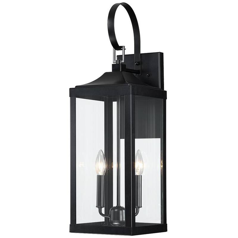 Verdadero Bien Jefferson 2-Luz 25.7 pulgadas Negro Gran Farol de Pared Exterior Linterna Lámpara - TD40021OT