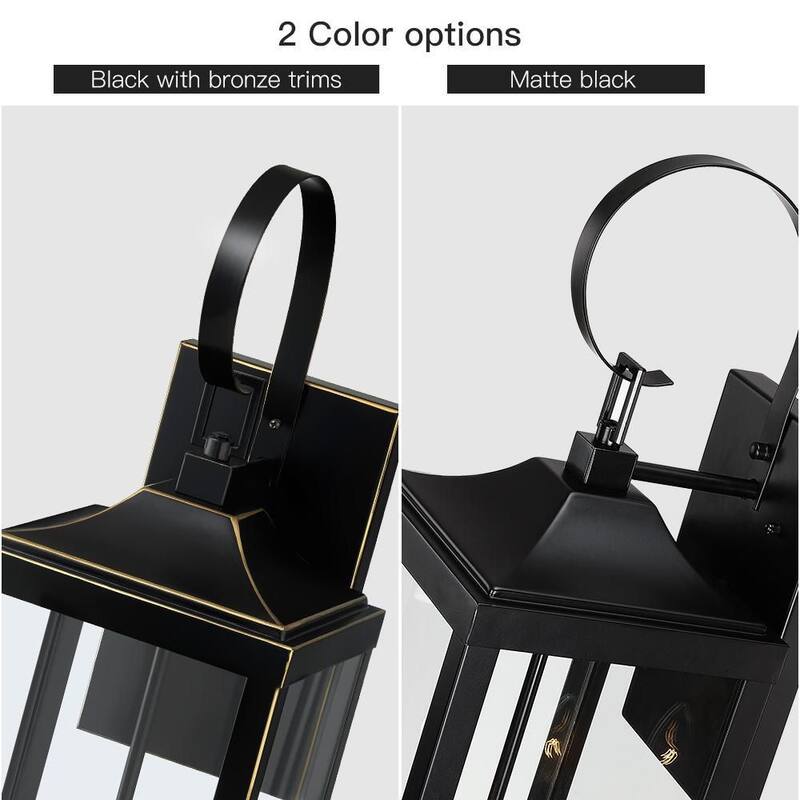 Verdadero Bien Jefferson 2-Luz 25.7 pulgadas Negro Gran Farol de Pared Exterior Linterna Lámpara - TD40021OT