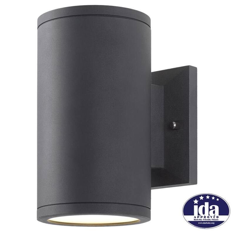 Colección de decoración para el hogar Rodham, 8 pulgadas, Linterna de Pared para Exteriores con luz LED integrada en color negro - IZC1691L-2
