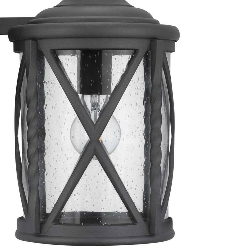 Colección de Decoradores para el Hogar Walcott Manor 18.75 pulgadas Lámpara de Pared Exterior Industrial con un Luz Negra Dura con Vidrio Semilla Transparente - 7954HDCBLDI
