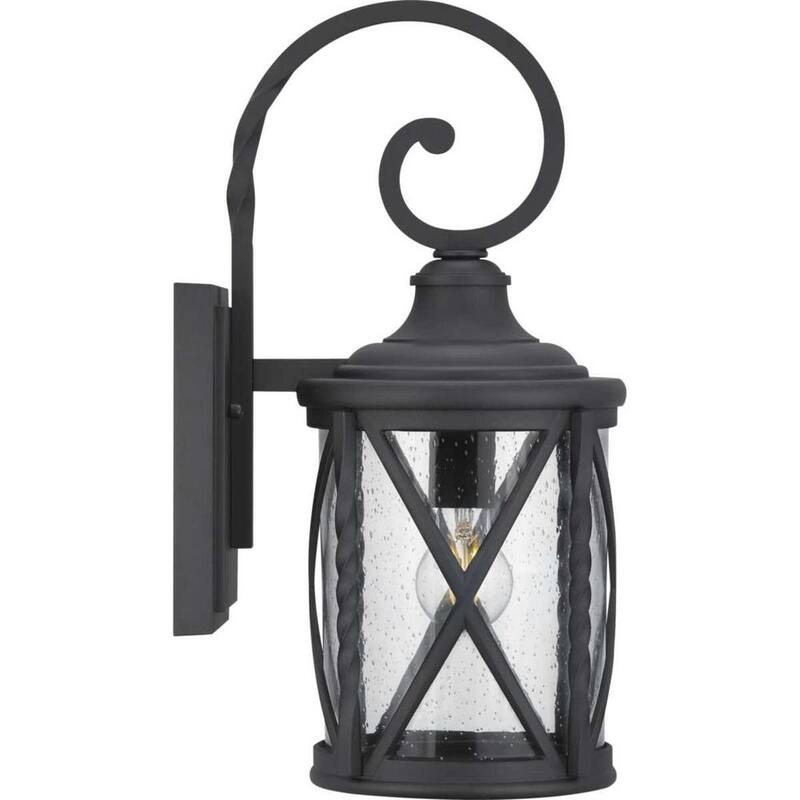 Colección de Decoradores para el Hogar Walcott Manor 18.75 pulgadas Lámpara de Pared Exterior Industrial con un Luz Negra Dura con Vidrio Semilla Transparente - 7954HDCBLDI