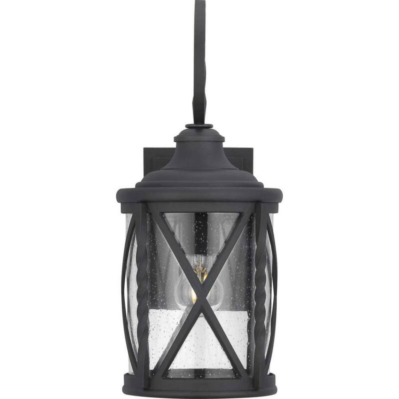 Colección de Decoradores para el Hogar Walcott Manor 18.75 pulgadas Lámpara de Pared Exterior Industrial con un Luz Negra Dura con Vidrio Semilla Transparente - 7954HDCBLDI