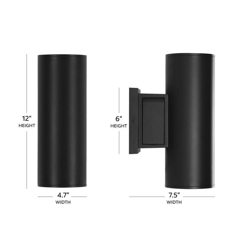 Colección de decoración para el hogar Turrill 13.39 pulgadas Lámpara de pared exterior cilíndrica de color negro mate - 80706