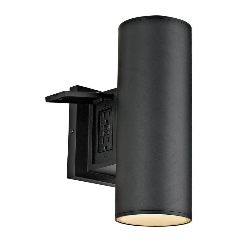 Colección de decoración para el hogar Turrill 13.39 pulgadas Lámpara de pared exterior cilíndrica de color negro mate - 80706