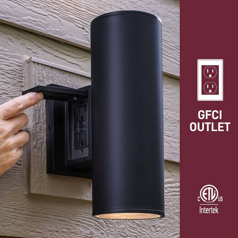 Colección de decoración para el hogar Turrill 13.39 pulgadas Lámpara de pared exterior cilíndrica de color negro mate - 80706