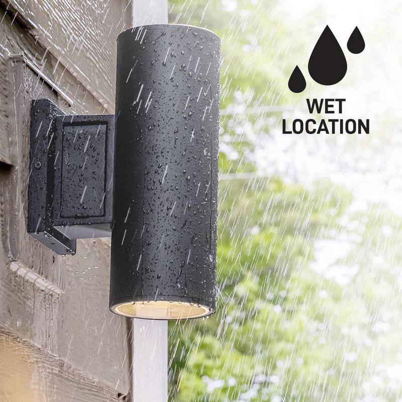 Colección de decoración para el hogar Turrill 13.39 pulgadas Lámpara de pared exterior cilíndrica de color negro mate - 80706