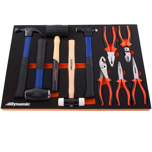Dynamic Tools 11 Piece Hammer & Pliers Set With Foam Tool Organizer - D096001-FT5T