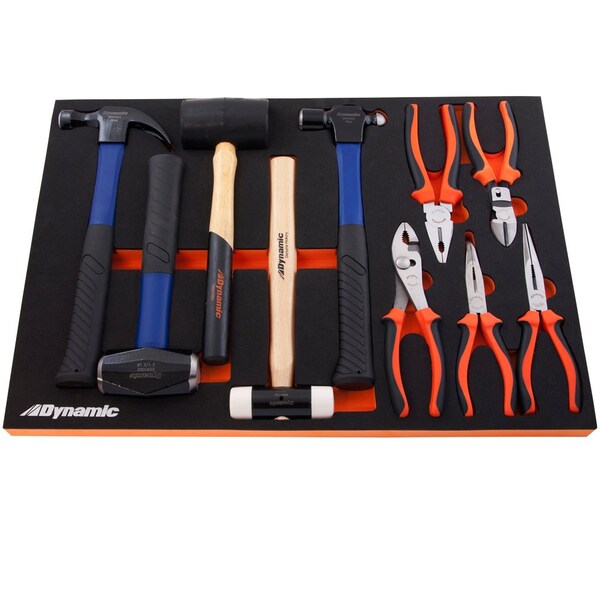 Dynamic Tools 11 Piece Hammer & Pliers Set With Foam Tool Organizer - D096001-FT5T