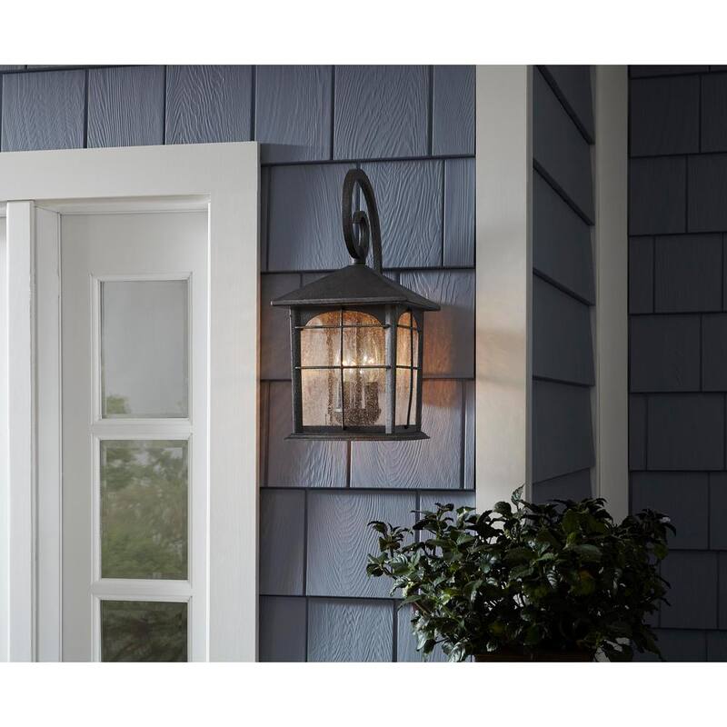 Colección de Decoradores del Hogar Lámpara de Pared Exterior de Hierro Envejecido de 17.5 pulgadas con 3 Luces de Voltaje de Línea y sin Bombillas Incluidas - Y37030A-151
