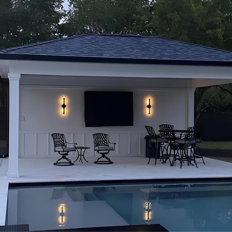 Lámpara de pared para exteriores LED con cableado duro de aluminio mate negro de Laplusbelle 2, 1 unidad - LA2280-W