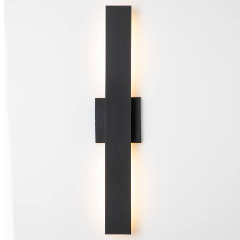 Lámpara de pared para exteriores LED con cableado duro de aluminio mate negro de Laplusbelle 2, 1 unidad - LA2280-W