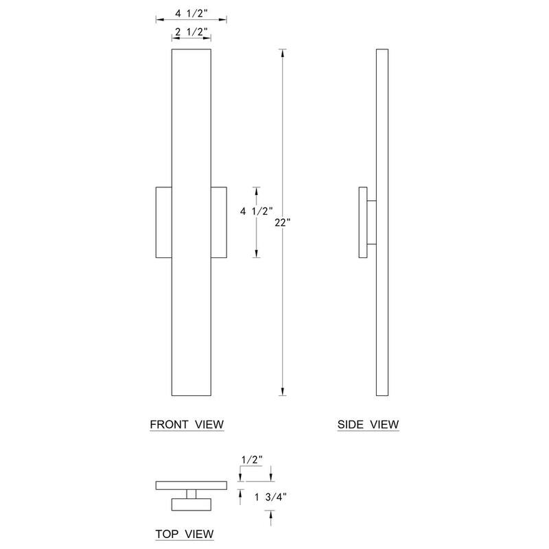 Lámpara de pared para exteriores LED con cableado duro de aluminio mate negro de Laplusbelle 2, 1 unidad - LA2280-W