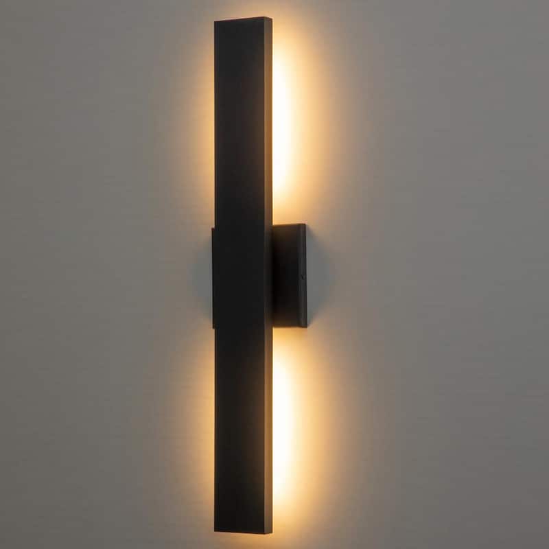 Lámpara de pared para exteriores LED con cableado duro de aluminio mate negro de Laplusbelle 2, 1 unidad - LA2280-W
