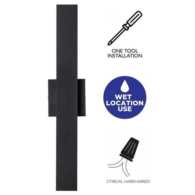 Lámpara de pared para exteriores LED con cableado duro de aluminio mate negro de Laplusbelle 2, 1 unidad - LA2280-W