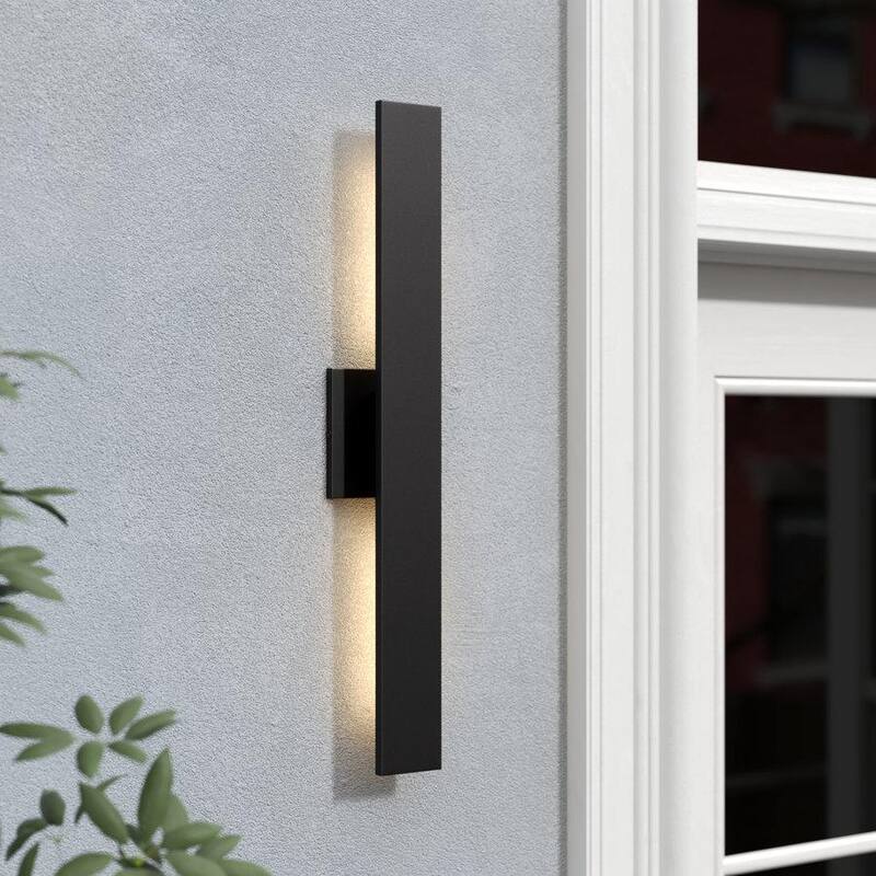 Lámpara de pared para exteriores LED con cableado duro de aluminio mate negro de Laplusbelle 2, 1 unidad - LA2280-W