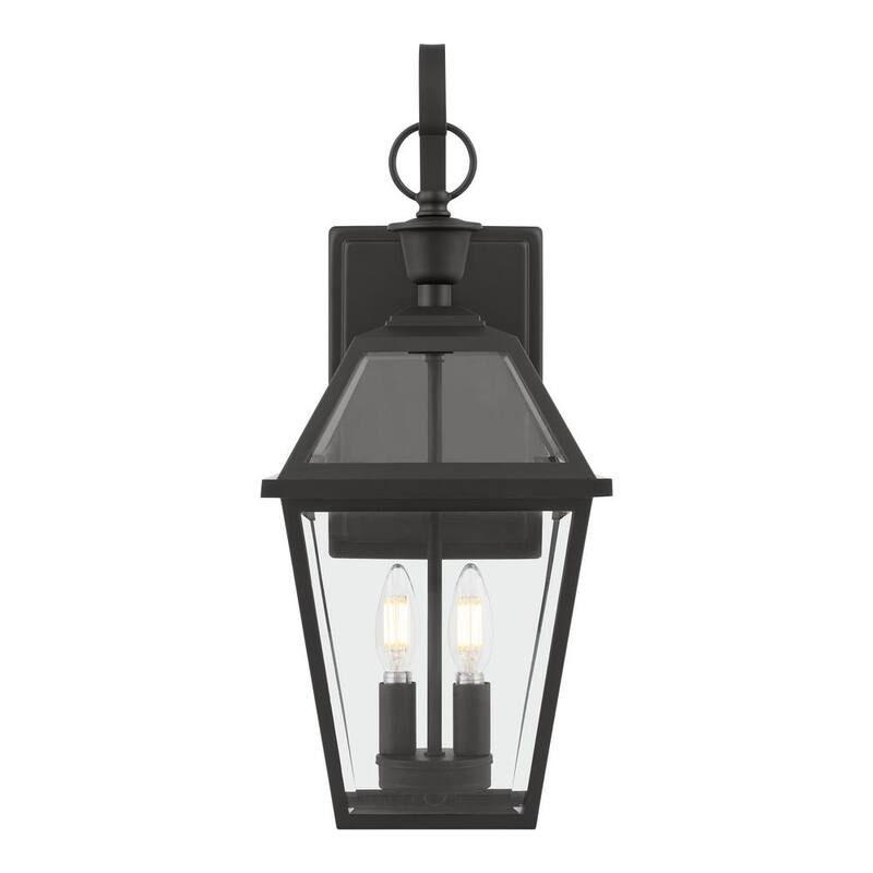 Colección de decoración para el hogar Glenneyre 20.25 pulgadas en negro mate Farol de Pared de Estilo Gas Francés Cuartel Duro al Aire Libre con Cable - JLW1612A-3/MB