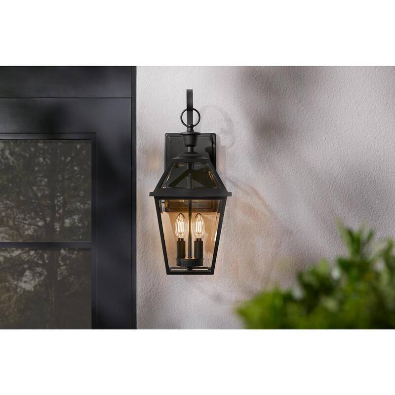 Colección de decoración para el hogar Glenneyre 20.25 pulgadas en negro mate Farol de Pared de Estilo Gas Francés Cuartel Duro al Aire Libre con Cable - JLW1612A-3/MB
