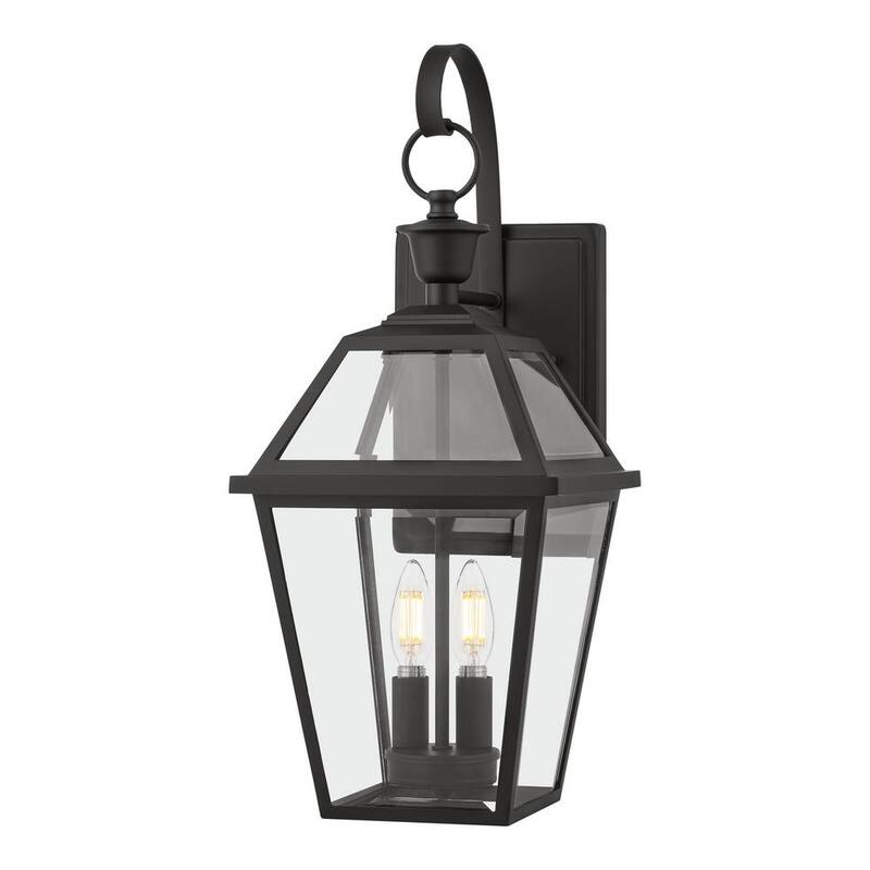 Colección de decoración para el hogar Glenneyre 20.25 pulgadas en negro mate Farol de Pared de Estilo Gas Francés Cuartel Duro al Aire Libre con Cable - JLW1612A-3/MB