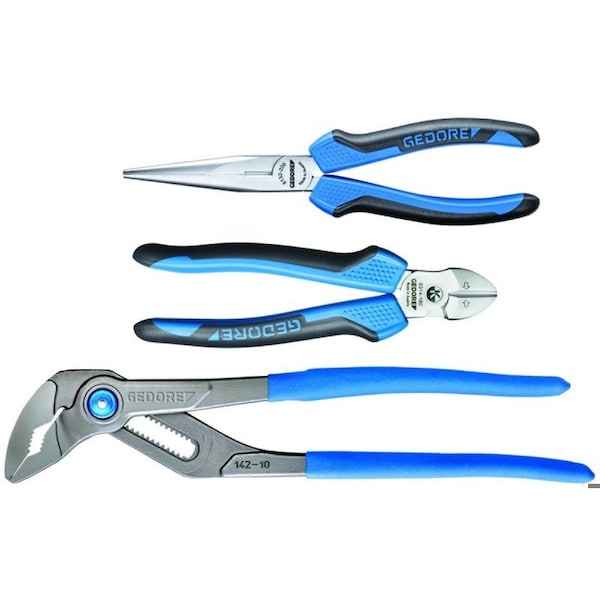 Gedore Pliers Set, 3 pcs. In L-BOXX Mini, Overall Length: 10", 200mm, 180mm - 1102-007