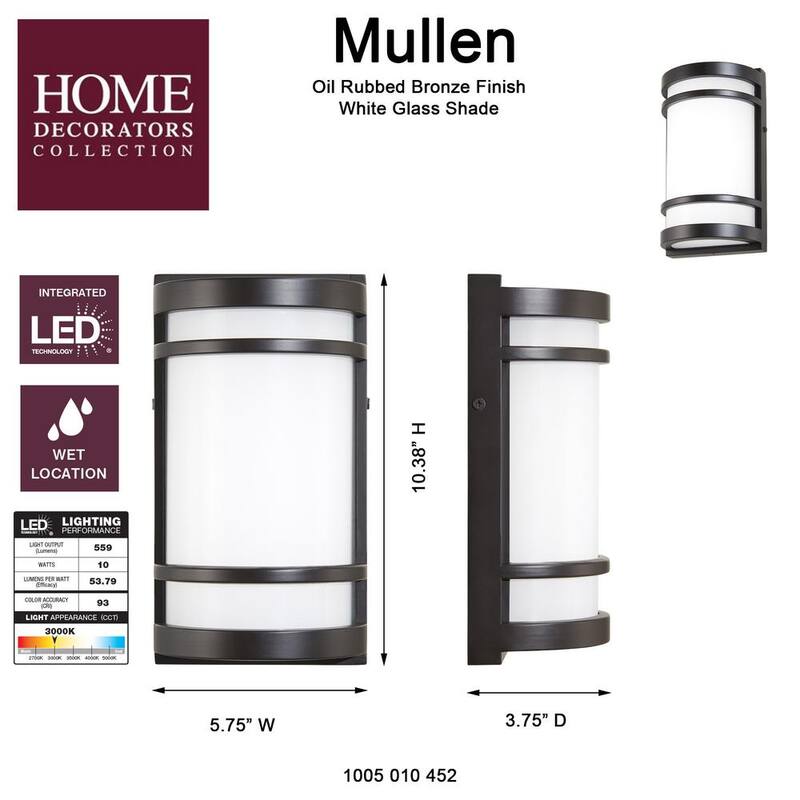 Colección de Decoradores para el Hogar, Farol de Pared Exterior LED con Cableado Duro en Bronce Frotado con Aceite, Aplique de Farol de Pared con LED Integrado - 29800