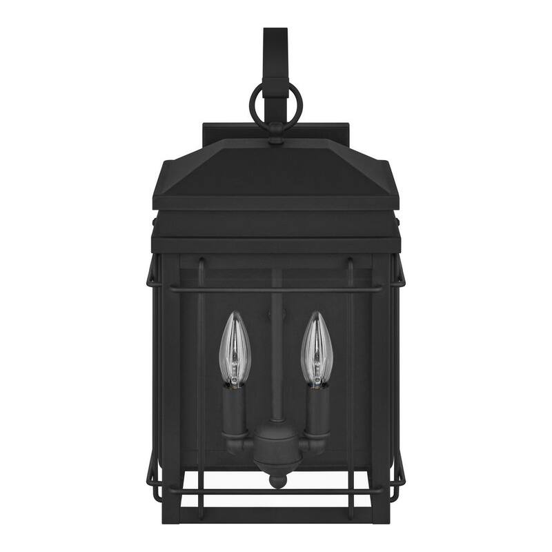 Hampton Bay Broward 17 pulgadas 2-Luz Negro Accesorio de Luz de Pared Exterior con Vidrio Transparente - C7822