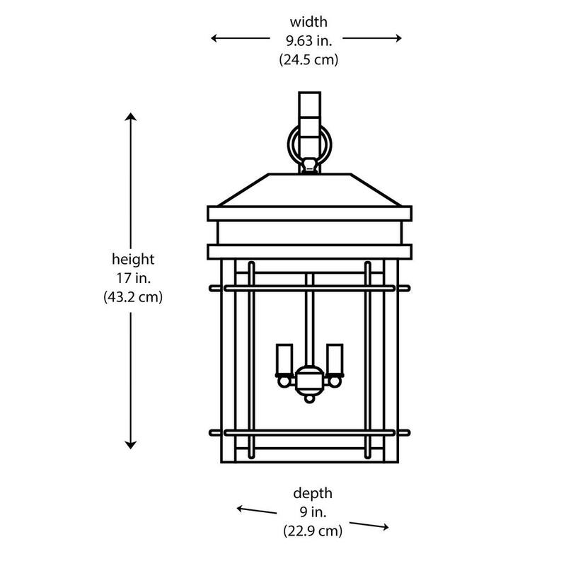 Hampton Bay Broward 17 pulgadas 2-Luz Negro Accesorio de Luz de Pared Exterior con Vidrio Transparente - C7822