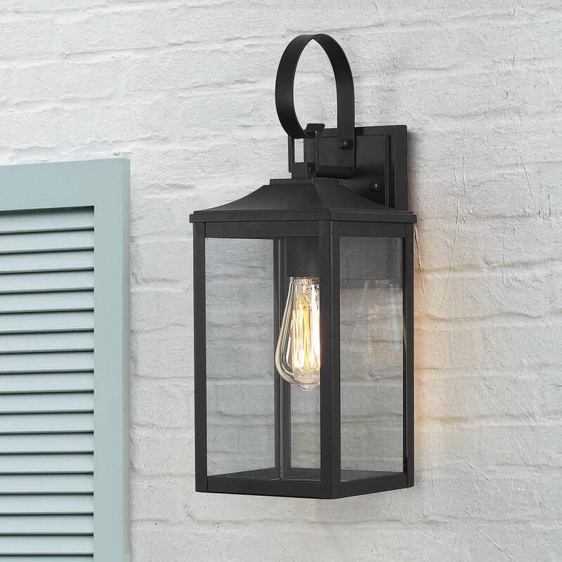 Lámpara de Pared Linterna TRUE FINE Citadel de 1 Luz de 18 pulgadas en Color Negro para Exteriores - TD130005OT