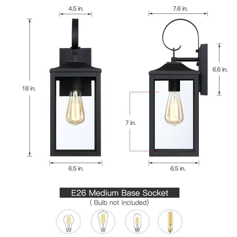Lámpara de Pared Linterna TRUE FINE Citadel de 1 Luz de 18 pulgadas en Color Negro para Exteriores - TD130005OT