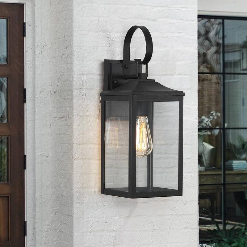 Lámpara de Pared Linterna TRUE FINE Citadel de 1 Luz de 18 pulgadas en Color Negro para Exteriores - TD130005OT