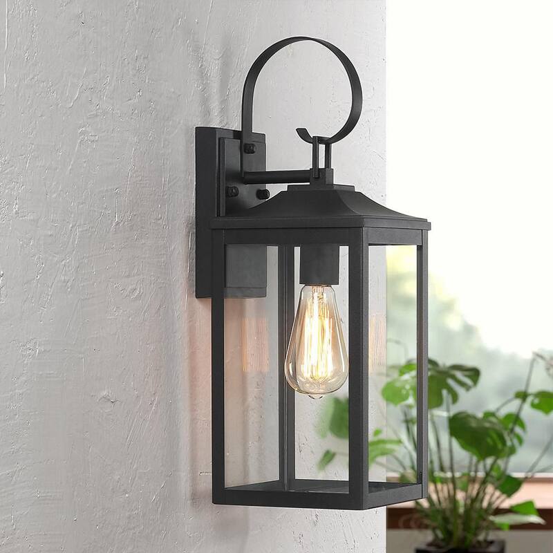 Lámpara de Pared Linterna TRUE FINE Citadel de 1 Luz de 18 pulgadas en Color Negro para Exteriores - TD130005OT