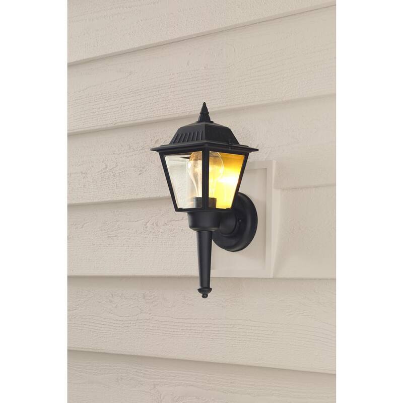 Marca privada sin marca 13.5 pulg. 1 luz negra Aplique de luz de pared exterior con vidrio transparente - KB 5004