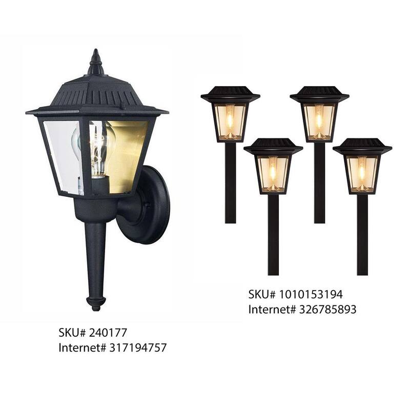 Marca privada sin marca 13.5 pulg. 1 luz negra Aplique de luz de pared exterior con vidrio transparente - KB 5004
