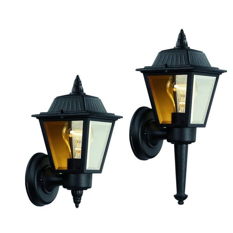 Marca privada sin marca 13.5 pulg. 1 luz negra Aplique de luz de pared exterior con vidrio transparente - KB 5004