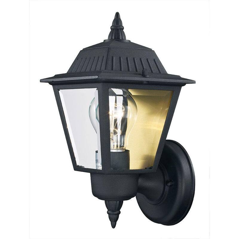 Marca privada sin marca 13.5 pulg. 1 luz negra Aplique de luz de pared exterior con vidrio transparente - KB 5004