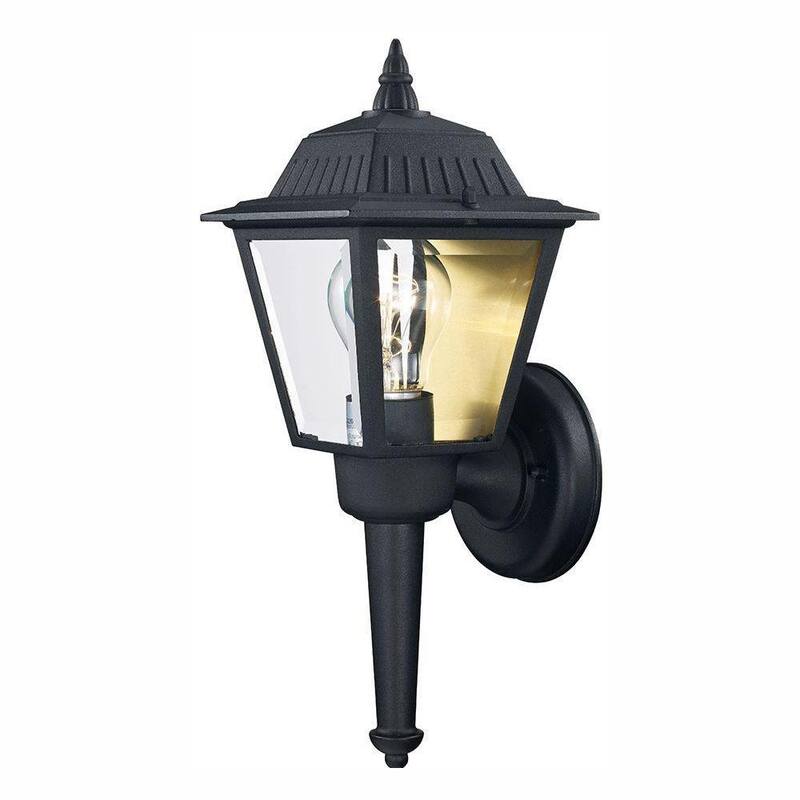 Marca privada sin marca 13.5 pulg. 1 luz negra Aplique de luz de pared exterior con vidrio transparente - KB 5004