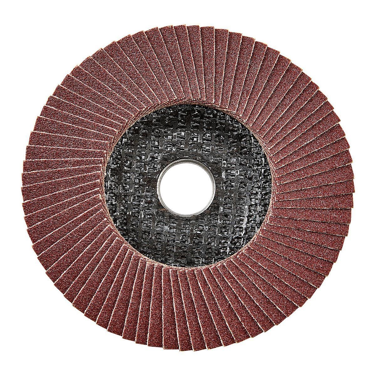Disco de láminas tipo 27 Warrior de 4 pulgadas x 5/8 pulgadas, grano de óxido de aluminio de 120 granos, respaldo de fibra de vidrio - 57748