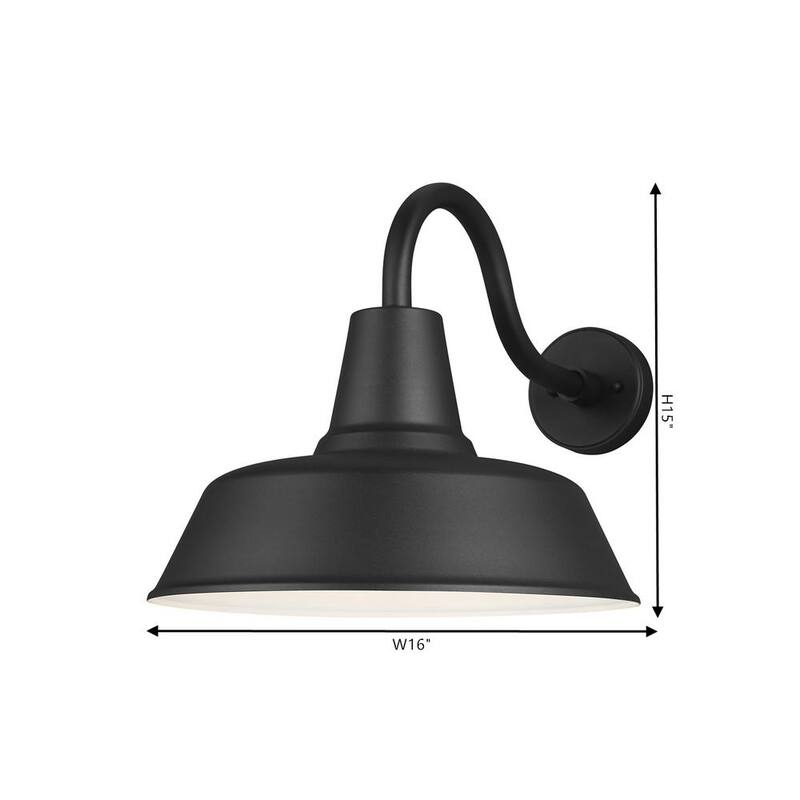 Luz de Granero de Generación Iluminación, 1 Luz, Negro Mate, Linterna de Pared Mediana de Estilo Granja Moderna para Exteriores - 8837401-12