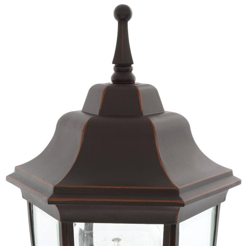 Luz de pared para exteriores Hampton Bay de 14.5 pulgadas, 1 luz en color bronce aceitado con cableado duro al anochecer con el amanecer, con farol sin bombilla incluida - BPP1611-ORB