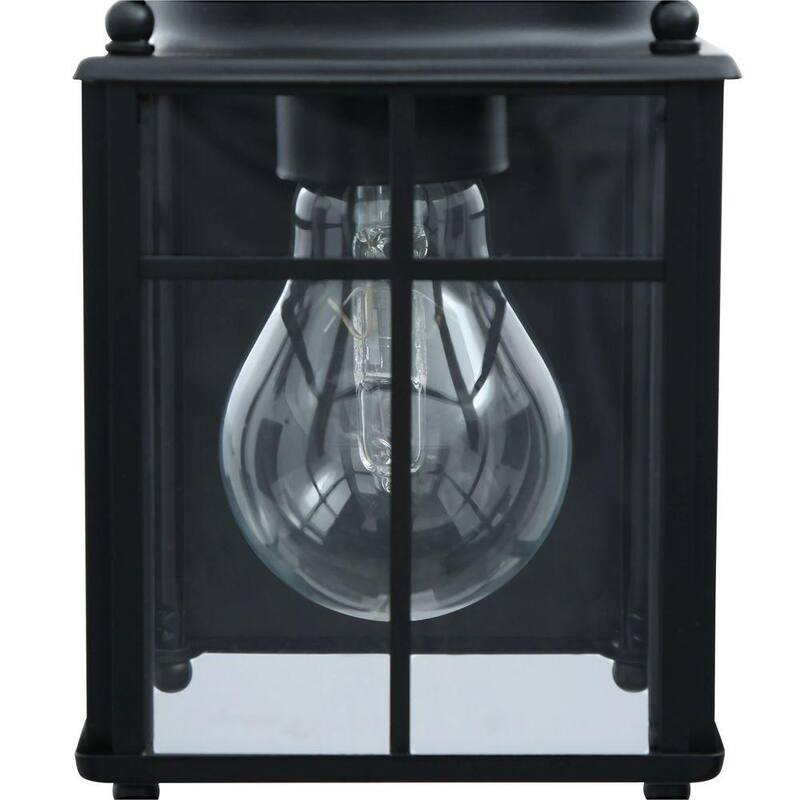 Hampton Bay Bayside 9.5 pulgadas. Linterna de Pared Exterior con Sensor de Movimiento para Granja, color Negro, con Cableado Duro, No Incluye foco - HB-4132-MB