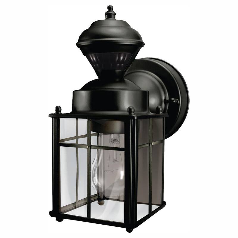 Hampton Bay Bayside 9.5 pulgadas. Linterna de Pared Exterior con Sensor de Movimiento para Granja, color Negro, con Cableado Duro, No Incluye foco - HB-4132-MB