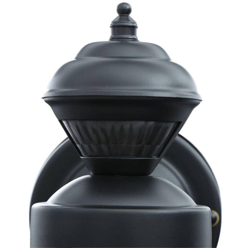 Hampton Bay Bayside 9.5 pulgadas. Linterna de Pared Exterior con Sensor de Movimiento para Granja, color Negro, con Cableado Duro, No Incluye foco - HB-4132-MB