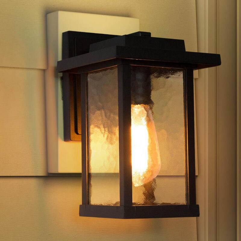 Lámpara de pared exterior estilo granja moderna con 1 luz y pantalla de vidrio con agua - FUNQIBHD1321SF6