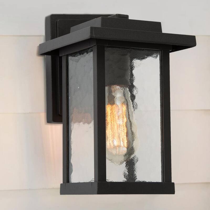 Lámpara de pared exterior estilo granja moderna con 1 luz y pantalla de vidrio con agua - FUNQIBHD1321SF6